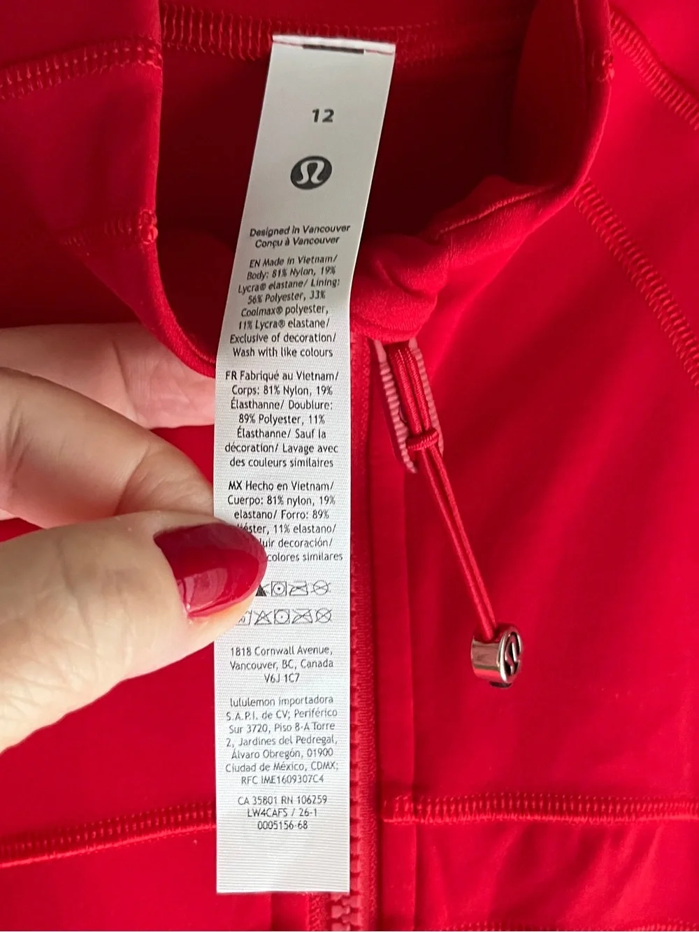 LN!🍒LULULEMON sz 12 DEFINE Jacket OXFORD RED Dark True *NULU ~ VVHTF COLOR/SIZE!